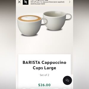 Nespresso BARISTA Cappuccino Cups Large set of 2